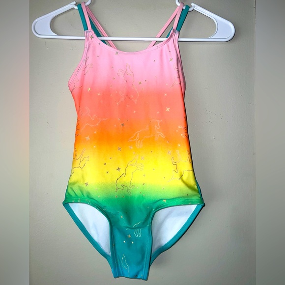 Cat & Jack Swim | Nwt Cat & Jack Rainbow Unicorn Swimsuit - Picture 1 of 3